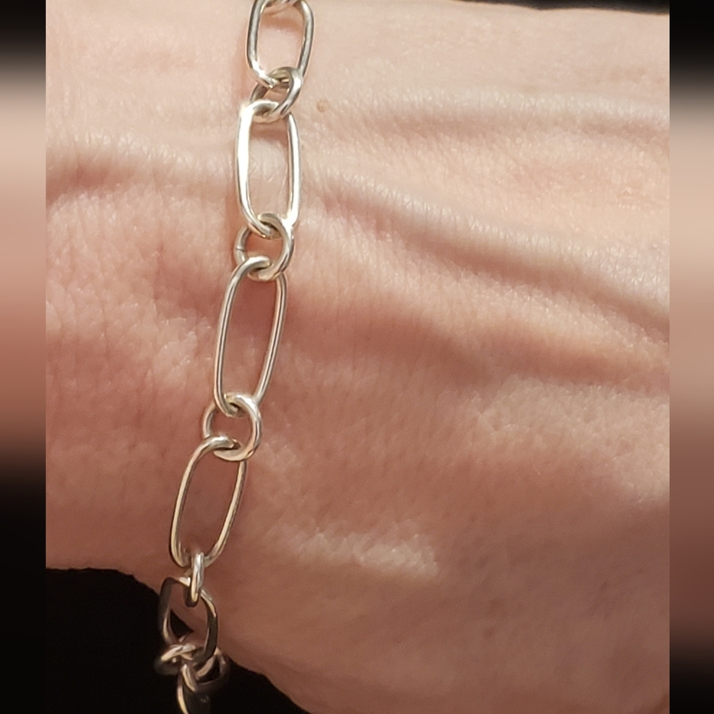 Bracelet Sterling Stamped 925 NEW Classic Paper Clip Link Style White Silver LUV